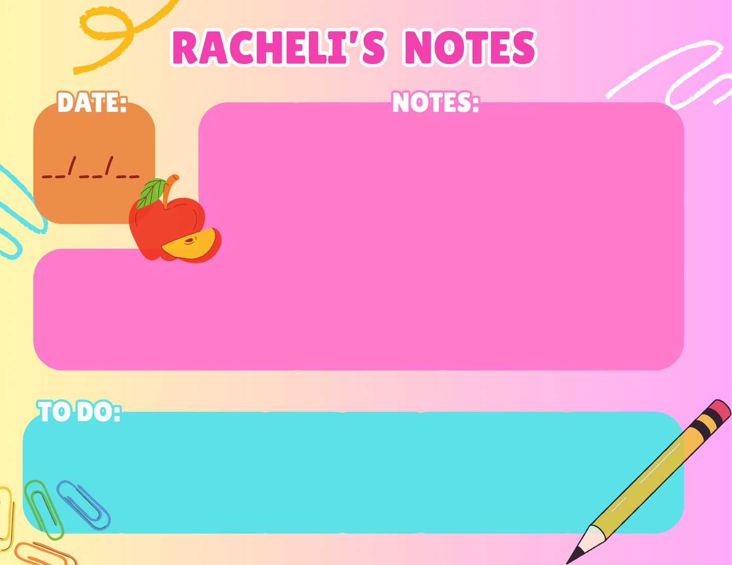 Custom Colorblock Student's Daily Notepad, Kids Personalized Name Notepad, Organization School, Homeschool Notes, Great gift for students