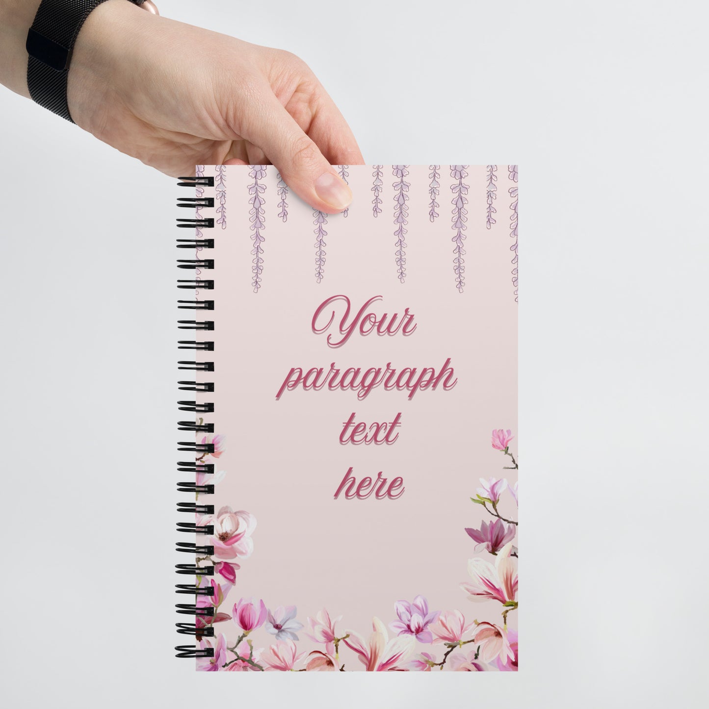 Custom Pink & Purple Flower Spiral Notebook, Ideal for Journaling and Note-Taking, Perfect for Students and Professionals Alike