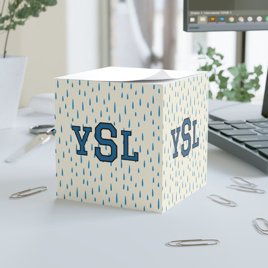 Stylish Note Cube with YSL Rain Design - Unique Stationery, Desk Organizer, Gift for Students, Office Supplies, Home Decor
