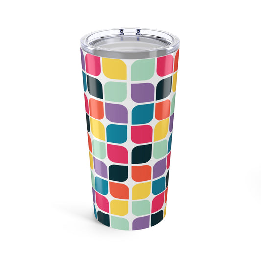 Colorful Patterned 20oz Tumbler | Fun Travel Mug for Coffee Lovers | Summer Picnics | Vibrant Gift Idea | Reusable Drinkware