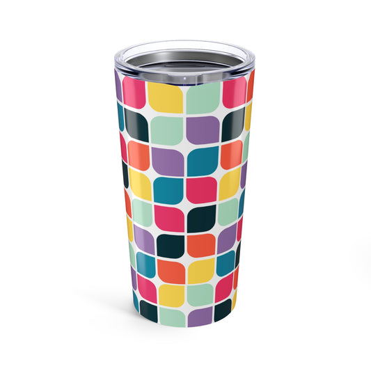 Colorful Patterned 20oz Tumbler | Fun Travel Mug for Coffee Lovers | Summer Picnics | Vibrant Gift Idea | Reusable Drinkware