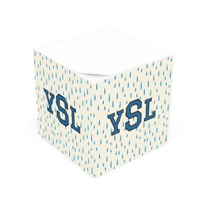 Stylish Note Cube with YSL Rain Design - Unique Stationery, Desk Organizer, Gift for Students, Office Supplies, Home Decor