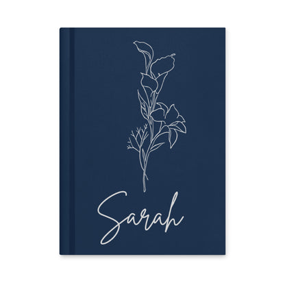 Custom name hardcover journal matte, Cute rose navy notebook, For note taking, Sketching, or journaling, Great gift for student
